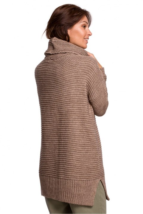 Sweter Damski Model BK047 Cappuccino - BE Knit Sweter Damski Model BK047 Cappuccino - BE Knit