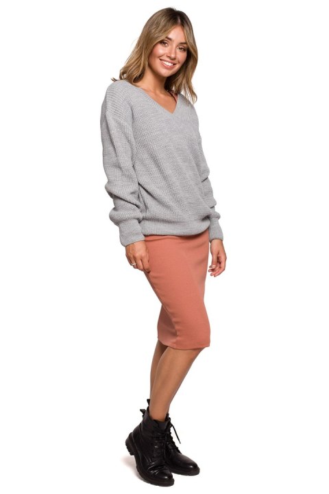 Sweter Damski Model BK075 Grey - BE Knit Sweter Damski Model BK075 Grey - BE Knit
