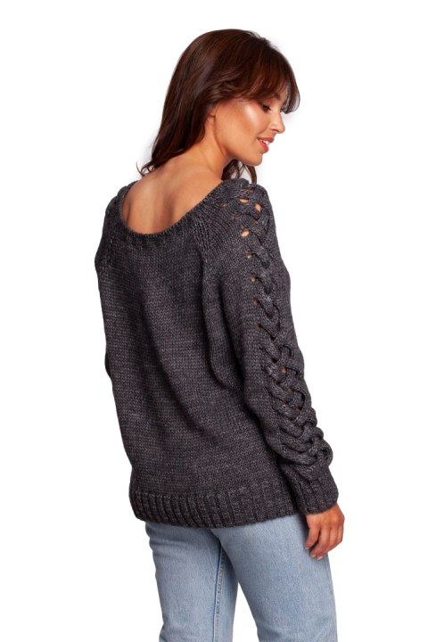 Sweter Damski Model BK090 Grey - BE Knit Sweter Damski Model BK090 Grey - BE Knit
