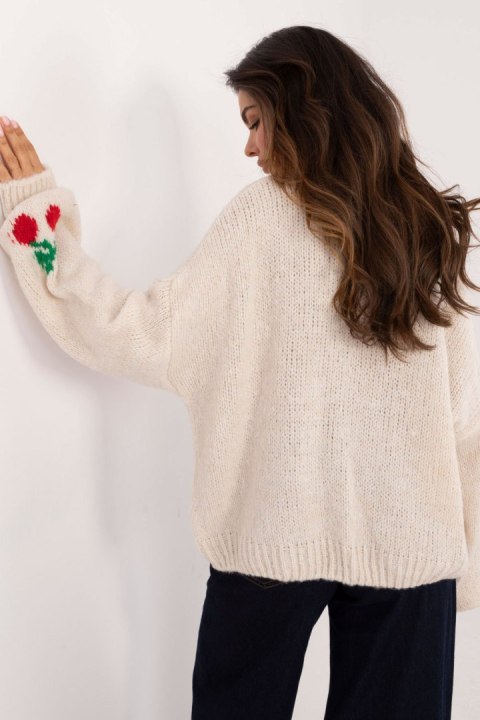 Sweter Damski Model MI-SW-2910.62 Light Beige - Italy Moda Sweter Damski Model MI-SW-2910.62 Light Beige - Italy Moda