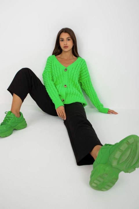 Sweter Kardigan Model LC-SW-8036.74P Fluo Green - Rue Paris Sweter Kardigan Model LC-SW-8036.74P Fluo Green - Rue Paris