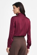 Satynowa koszula body K80 Bordo - Nife