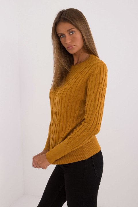 Sweter Damski Model AT-SW-2338-2.00 Dark Yellow - AT Sweter Damski Model AT-SW-2338-2.00 Dark Yellow - AT