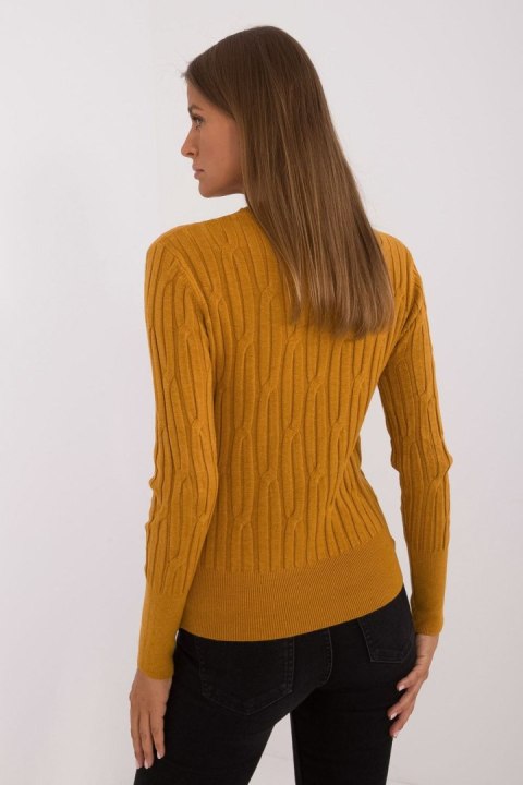 Sweter Damski Model AT-SW-2338-2.00 Dark Yellow - AT Sweter Damski Model AT-SW-2338-2.00 Dark Yellow - AT