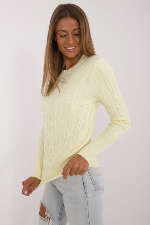 Sweter Damski Model AT-SW-2338-2.00 Light Yellow - AT Sweter Damski Model AT-SW-2338-2.00 Light Yellow - AT