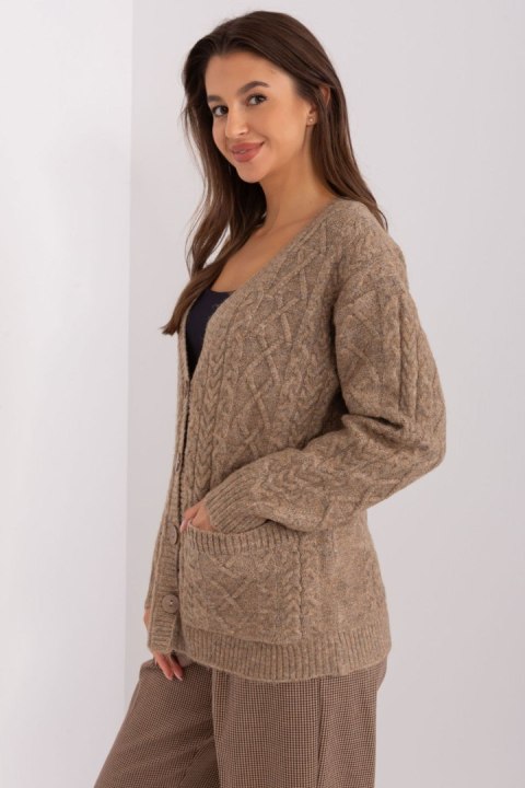 Sweter Damski Model AT-SW-2358.31 Dark Beige - AT Sweter Damski Model AT-SW-2358.31 Dark Beige - AT