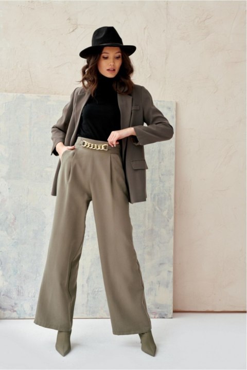 Spodnie Damskie Model KHK 0011 Khaki - Roco Fashion Spodnie Damskie Model KHK 0011 Khaki - Roco Fashion