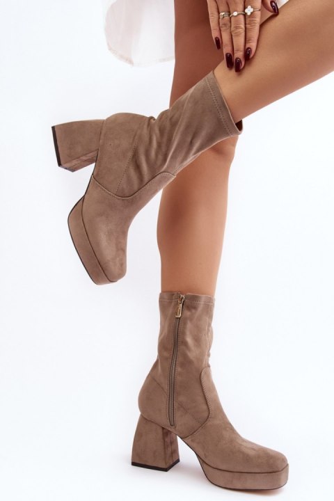 Botki Model Adelles HP-340 Dark Beige - Step in style Botki Model Adelles HP-340 Dark Beige - Step in style