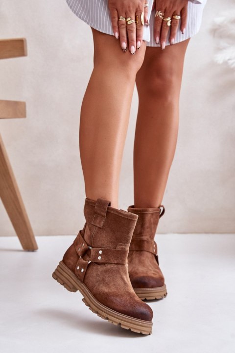 Botki Model Lewski 3610 Brown Zamsz - Step in style Botki Model Lewski 3610 Brown Zamsz - Step in style