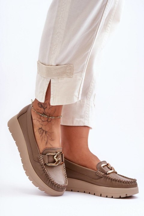 Mokasyny Model Desmond 10141 Dark Beige Skóra - Step in style Mokasyny Model Desmond 10141 Dark Beige Skóra - Step in style