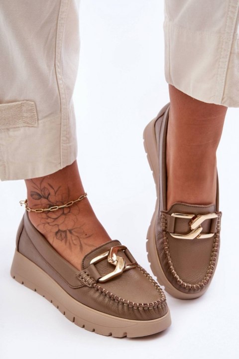 Mokasyny Model Desmond 10141 Dark Beige Skóra - Step in style Mokasyny Model Desmond 10141 Dark Beige Skóra - Step in style