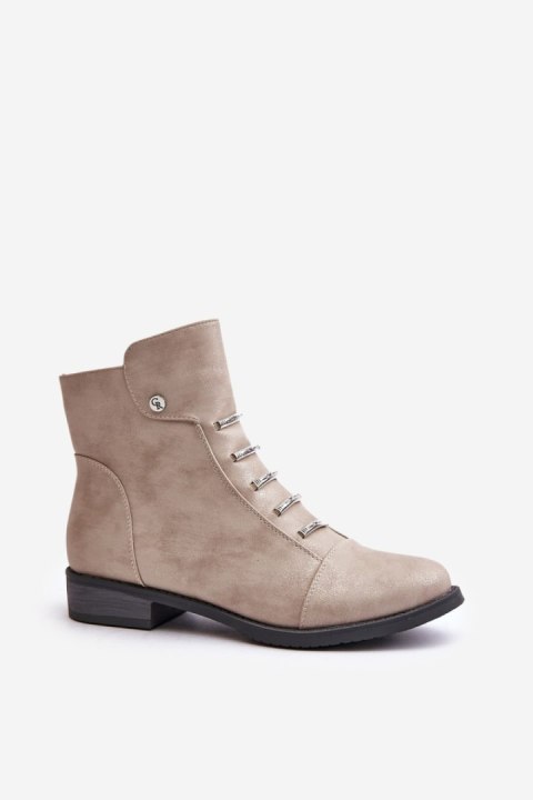 Botki Model Labise ASA62-16 Beige - Step in style Botki Model Labise ASA62-16 Beige - Step in style