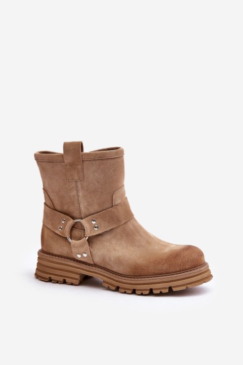 Botki Model Lewski 3610 Beige Zamsz - Step in style Botki Model Lewski 3610 Beige Zamsz - Step in style