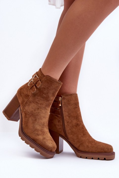Botki Model Makeline H8-526 Brown Zamsz - Step in style Botki Model Makeline H8-526 Brown Zamsz - Step in style