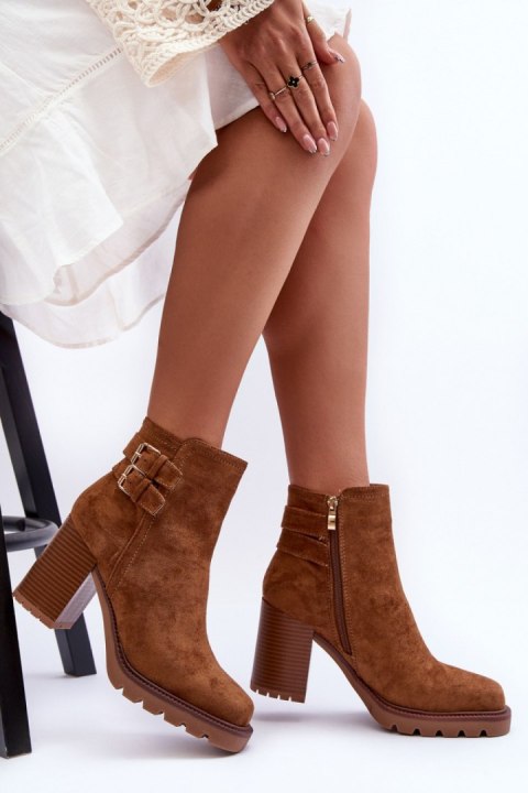 Botki Model Makeline H8-526 Brown Zamsz - Step in style Botki Model Makeline H8-526 Brown Zamsz - Step in style