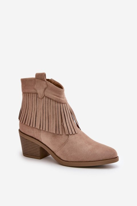 Botki Model S.Barski HY42-127 Beige - Step in style Botki Model S.Barski HY42-127 Beige - Step in style