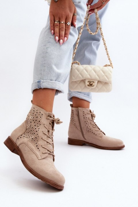 Botki Model S.Barski HY66-136 Light Beige - Step in style Botki Model S.Barski HY66-136 Light Beige - Step in style