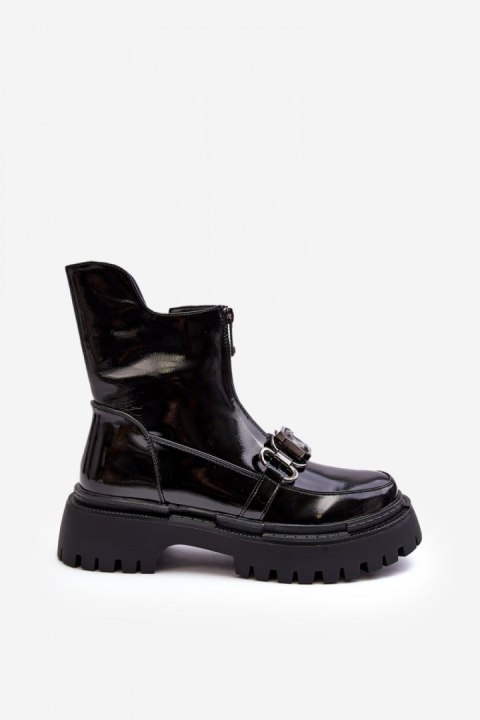 Botki Model DA MR870-94 Black Lakier - Step in style Botki Model DA MR870-94 Black Lakier - Step in style