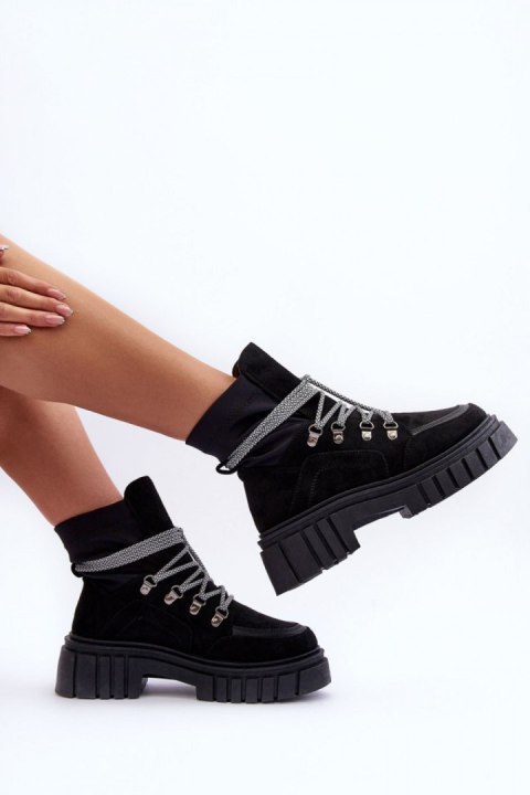 Botki Model Acorn 88-65 Black Zamsz - Step in style Botki Model Acorn 88-65 Black Zamsz - Step in style