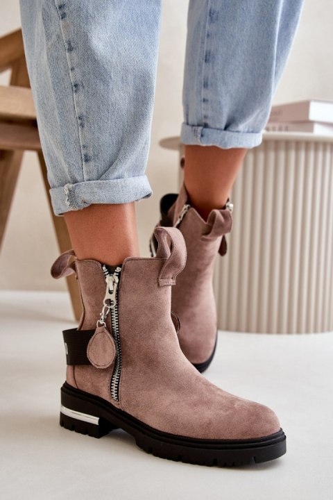 Botki Model Calvaro NC1279 Dark Beige - Step in style Botki Model Calvaro NC1279 Dark Beige - Step in style