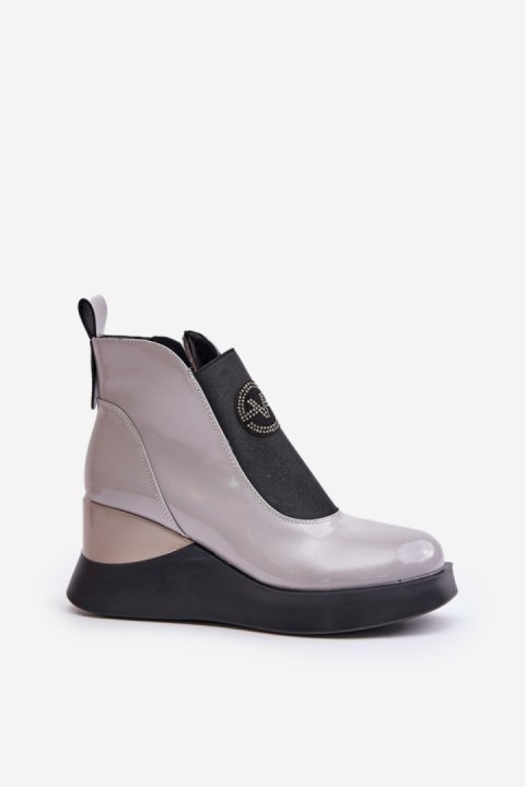 Botki Model Vinceza 66703 Grey Lakier - Step in style Botki Model Vinceza 66703 Grey Lakier - Step in style