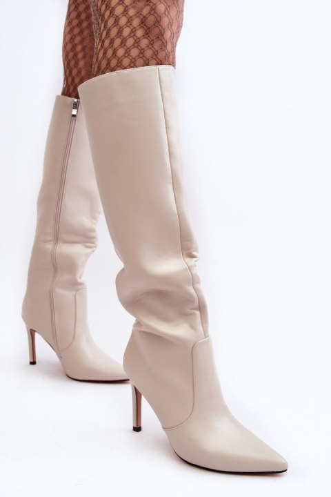 Kozaki Model Melisandra CLS-297 Beige - Step in style Kozaki Model Melisandra CLS-297 Beige - Step in style