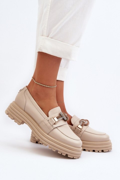 Mokasyny Model Laura Messi 2780 Beige - Step in style Mokasyny Model Laura Messi 2780 Beige - Step in style