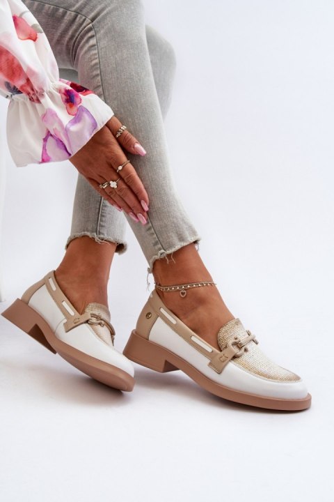 Mokasyny Model Maciejka 06493-11 White/Beige - Step in style Mokasyny Model Maciejka 06493-11 White/Beige - Step in style