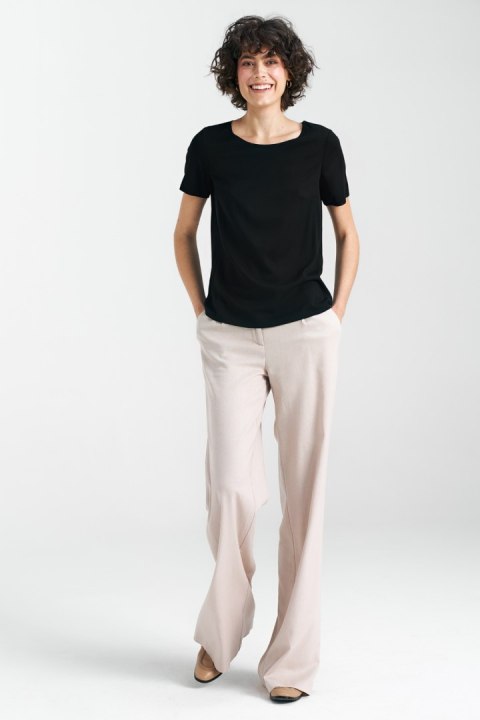 Bluzka basic z krótkim rękawem B160 Black - Nife Bluzka basic z krótkim rękawem B160 Black - Nife
