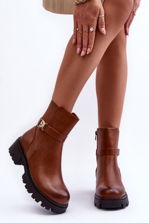 Botki Sztyblety Model Elspetia F35 Brown Skóra - Step in style Botki Sztyblety Model Elspetia F35 Brown Skóra - Step in style