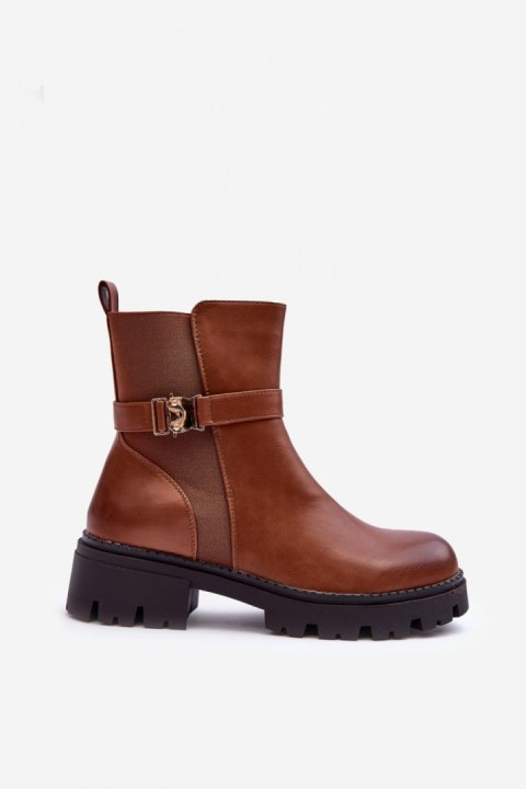 Botki Sztyblety Model Elspetia F35 Brown Skóra - Step in style Botki Sztyblety Model Elspetia F35 Brown Skóra - Step in style