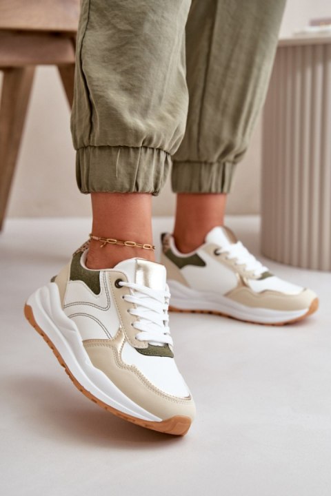 Buty Sportowe Model Issatta C2157 Beige/Green - Step in style Buty Sportowe Model Issatta C2157 Beige/Green - Step in style