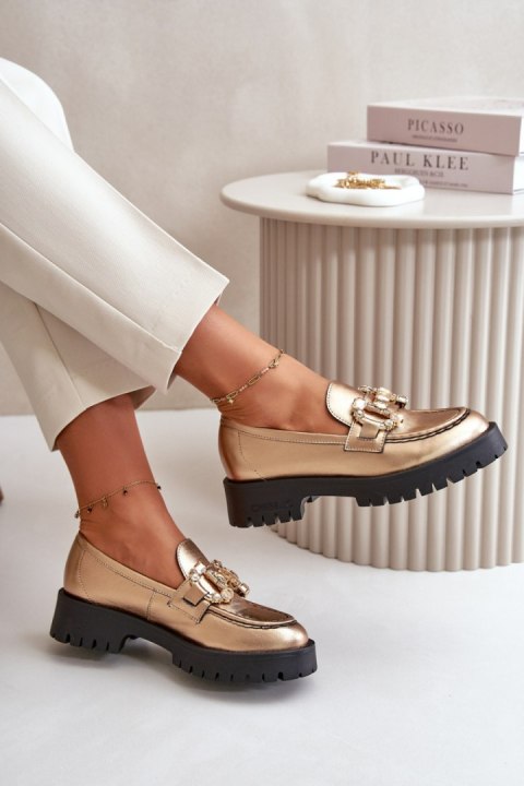 Mokasyny Model Chebello 4369 Gold - Step in style Mokasyny Model Chebello 4369 Gold - Step in style