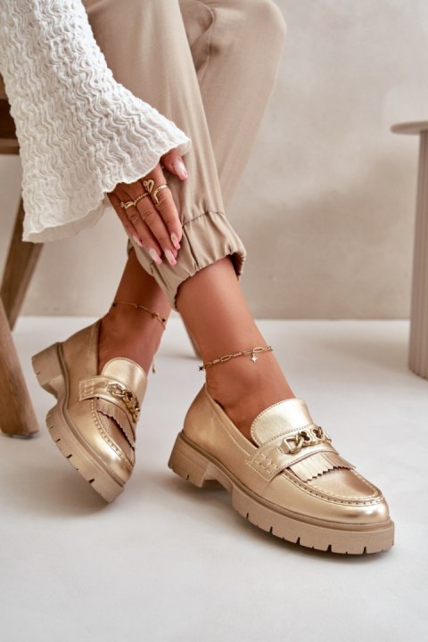 Mokasyny Model Zanita GQ8-010 Gold - Step in style Mokasyny Model Zanita GQ8-010 Gold - Step in style