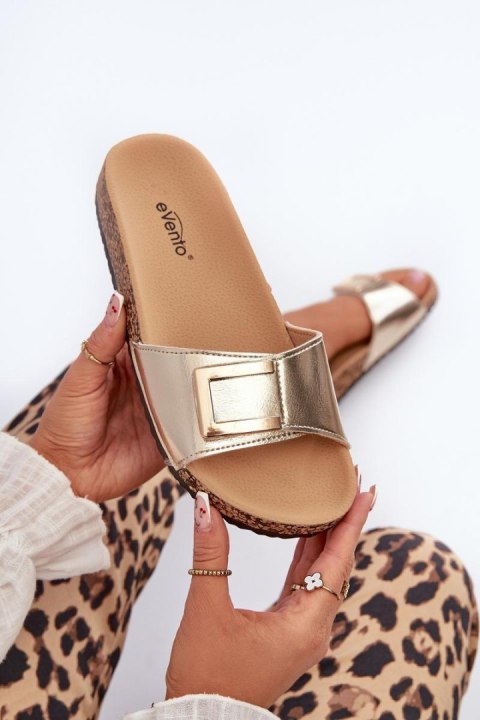 Sandał Klapki Model Elleriome 24SD21-7216 Gold - Step in style Sandał Klapki Model Elleriome 24SD21-7216 Gold - Step in style