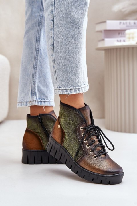 Botki Model Maciejka 06702-09 Green/Gold - Step in style Botki Model Maciejka 06702-09 Green/Gold - Step in style