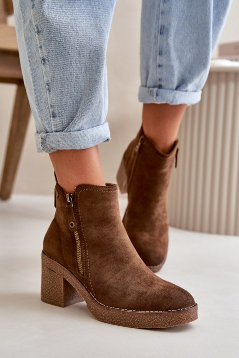 Botki Model Velarilla KE221 Dark Brown - Step in style Botki Model Velarilla KE221 Dark Brown - Step in style