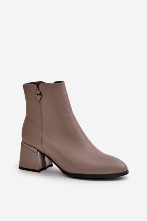Botki Model Vinceza 77106 Beige Skóra - Step in style Botki Model Vinceza 77106 Beige Skóra - Step in style