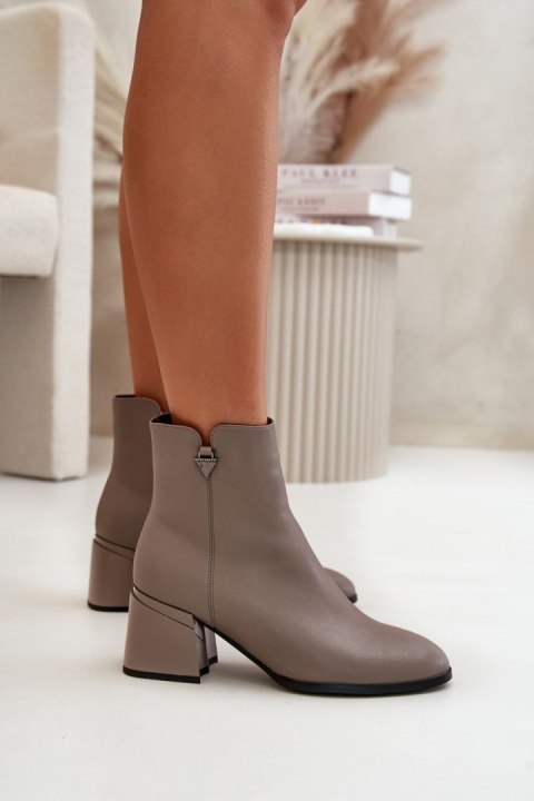 Botki Model Vinceza 77106 Beige Skóra - Step in style Botki Model Vinceza 77106 Beige Skóra - Step in style