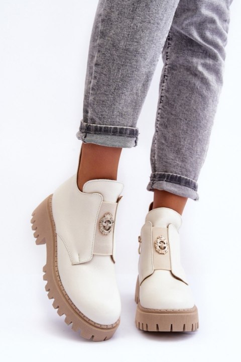 Botki Model Lemar Lusanna 600451 Light Beige - Step in style Botki Model Lemar Lusanna 600451 Light Beige - Step in style