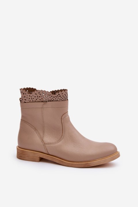 Botki Model Lewski 3624 Beige Skóra - Step in style Botki Model Lewski 3624 Beige Skóra - Step in style