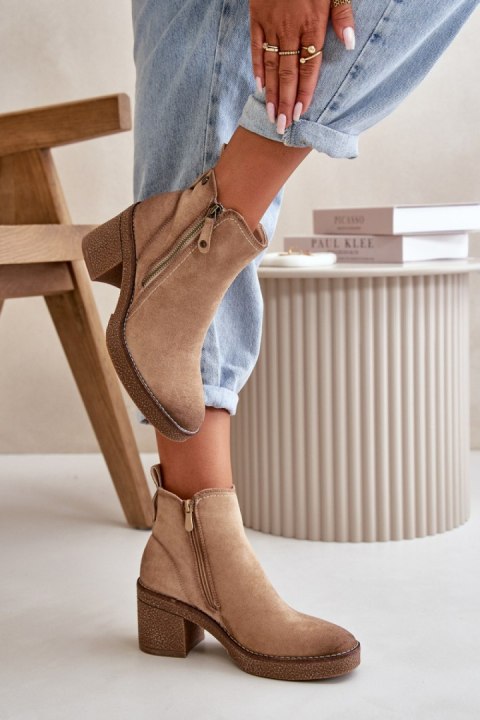 Botki Model Velarilla KE221 Beige - Step in style Botki Model Velarilla KE221 Beige - Step in style