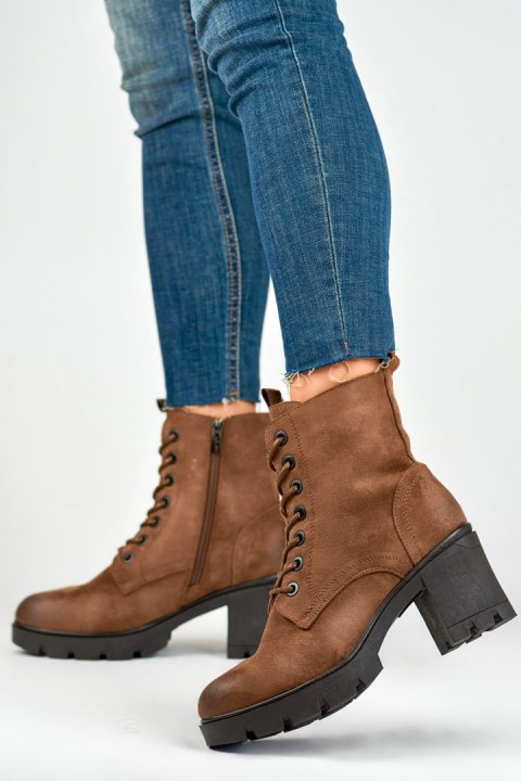 Botki Model 260058FX-SU Brown Zamsz - PRIMO Botki Model 260058FX-SU Brown Zamsz - PRIMO