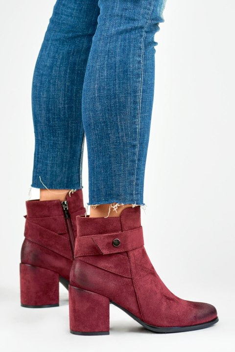 Botki Model Blaise 260041WI-SU Bordo Zamsz - PRIMO Botki Model Blaise 260041WI-SU Bordo Zamsz - PRIMO