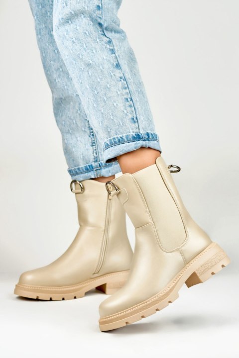 Botki Model DES906BE Beige - PRIMO Botki Model DES906BE Beige - PRIMO