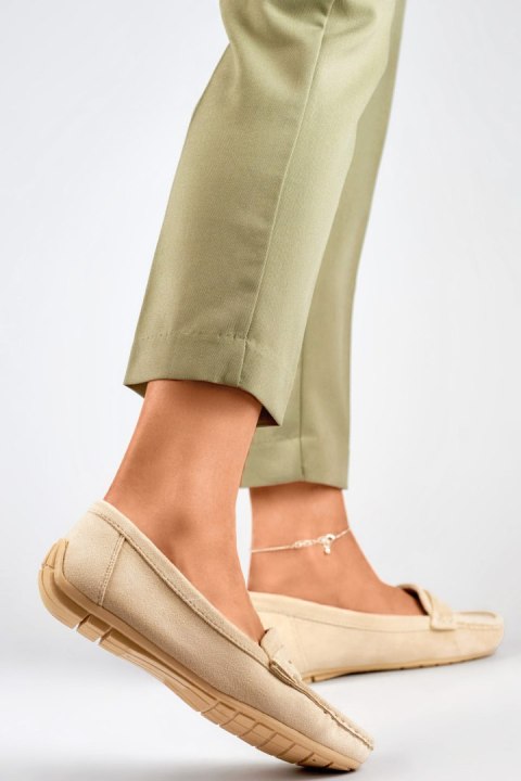Mokasyny Model 9173-P-BE Beige - PRIMO Mokasyny Model 9173-P-BE Beige - PRIMO