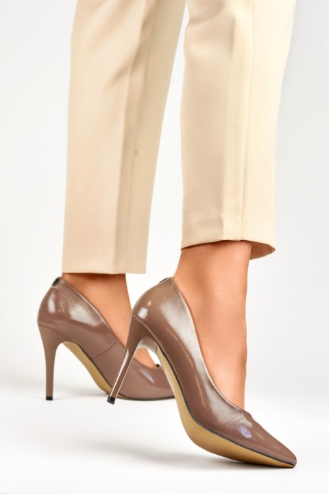 Szpilki Model GD-FL59TA Brown/Beige - PRIMO Szpilki Model GD-FL59TA Brown/Beige - PRIMO