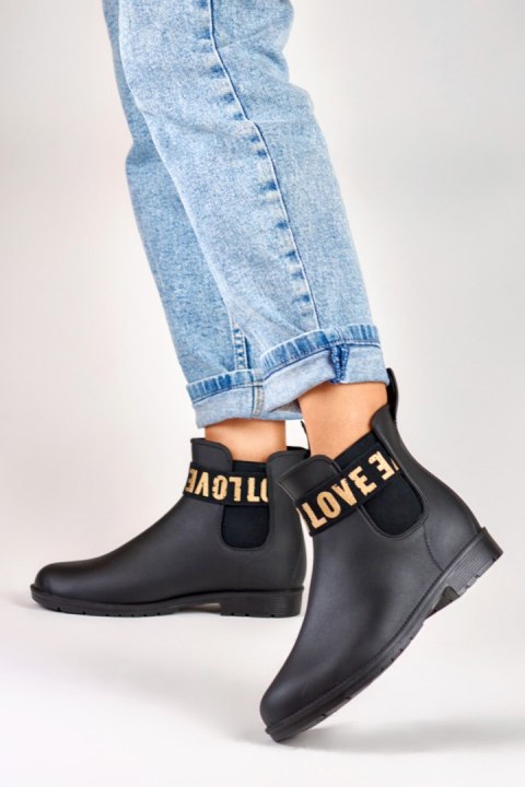 Czarne matowe kalosze damskie LOVE GOLD - 38 Primohurt Czarne matowe kalosze damskie LOVE GOLD - 38 Primohurt
