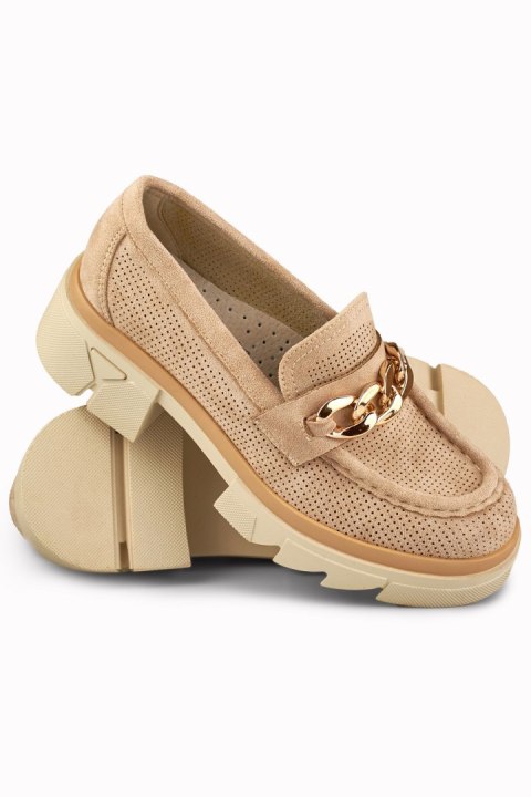 Ażurowe beżowe loafersy damskie - 38 Primohurt Ażurowe beżowe loafersy damskie - 38 Primohurt