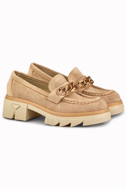 Ażurowe beżowe loafersy damskie - 38 Primohurt Ażurowe beżowe loafersy damskie - 38 Primohurt